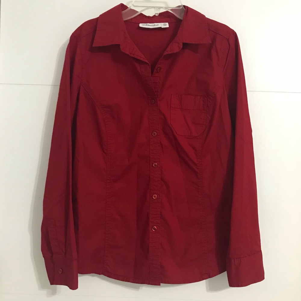 Red button down shirt